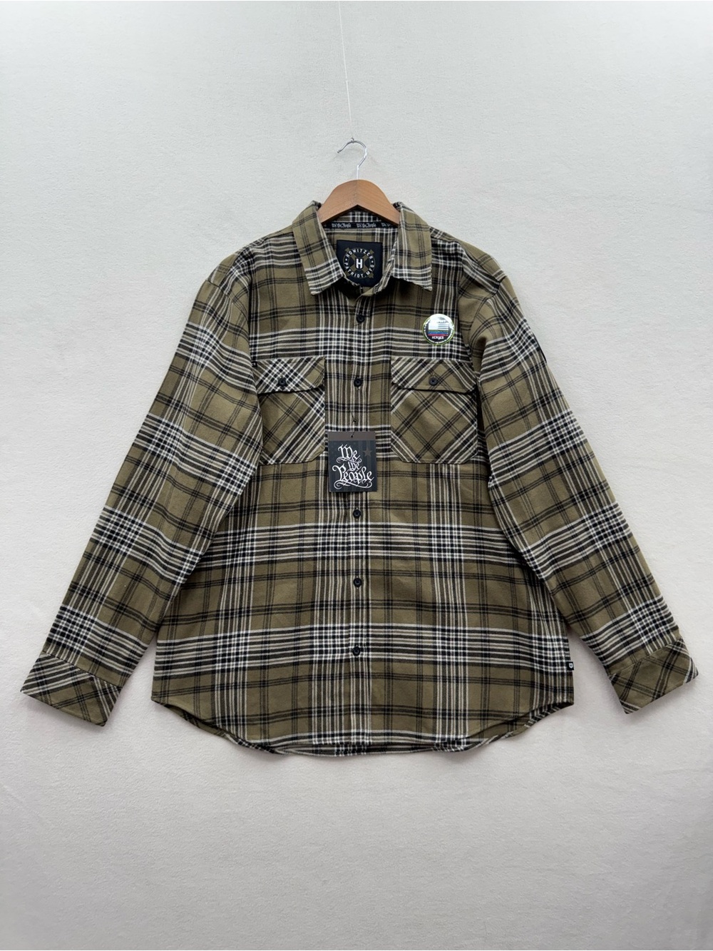 Howitzer Style Men's XL Green Flannel Shirt Patriot Military Grunt NWT
